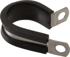 Made in USA - 7/8" Pipe, 7/8" Rod, Cushion Clamp - Gray & Black, Grade 304 Stainless Steel & EPDM Cushion - Exact Tooling