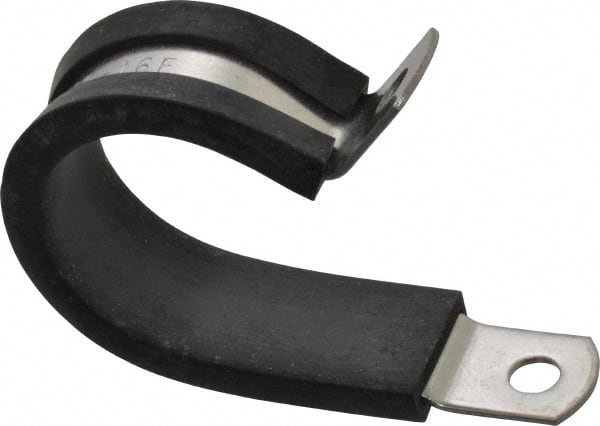 Made in USA - 1" Pipe, 1" Rod, Cushion Clamp - Gray & Black, Grade 304 Stainless Steel & EPDM Cushion - Exact Tooling