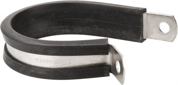 Made in USA - 1-1/2" Pipe, 1-1/2" Rod, Cushion Clamp - Gray & Black, Grade 304 Stainless Steel & EPDM Cushion - Exact Tooling