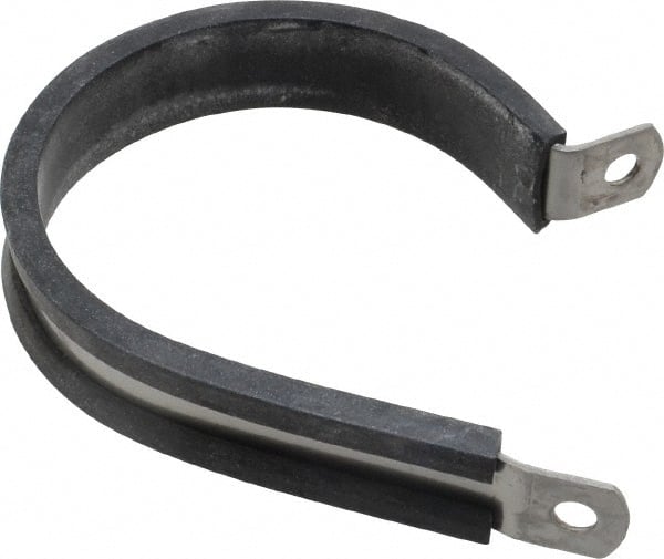 Made in USA - 2" Pipe, 2" Rod, Cushion Clamp - Gray & Black, Grade 304 Stainless Steel & EPDM Cushion - Exact Tooling