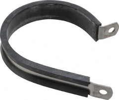 Made in USA - 2" Pipe, 2" Rod, Cushion Clamp - Gray & Black, Grade 304 Stainless Steel & EPDM Cushion - Exact Tooling