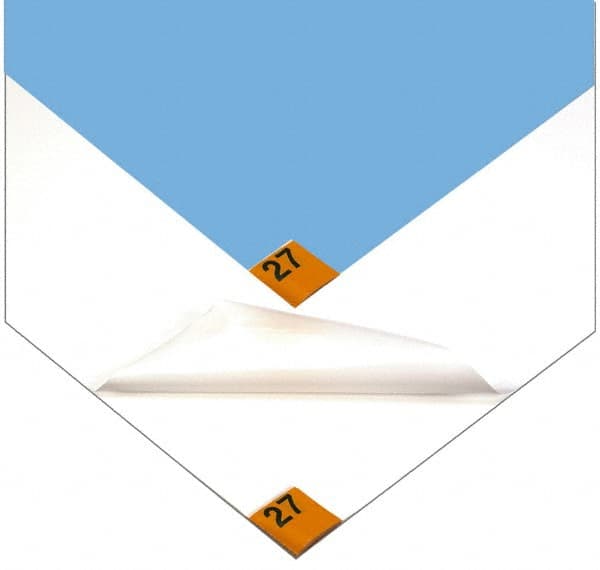 PRO-SAFE - 3-3/4' Long x 2.17' Wide x 1/8" Thick, Dry Environment, Smooth Pattern Clean Room Matting - Tacky Sheets, Blue, 30 Layers per Mat - Exact Tooling