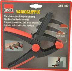 Bessey - 4" Jaw Opening Capacity, 2" Throat Depth, Single Variable Jaw, Spring Clamp - Plastic Body, Plastic Handle, Plastic Tip, 6-1/2" OAL - Exact Tooling