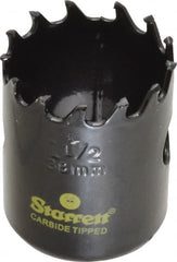 Starrett - 1-1/2" Diam, 1-5/8" Cutting Depth, Hole Saw - Carbide-Tipped Saw, Toothed Edge - Exact Tooling