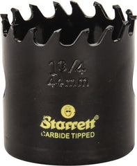Starrett - 1-3/4" Diam, 1-5/8" Cutting Depth, Hole Saw - Carbide-Tipped Saw, Toothed Edge - Exact Tooling