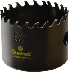 Starrett - 2-3/8" Diam, 1-5/8" Cutting Depth, Hole Saw - Carbide-Tipped Saw, Toothed Edge - Exact Tooling