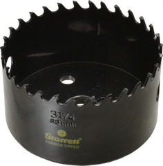 Starrett - 3-1/4" Diam, 1-5/8" Cutting Depth, Hole Saw - Carbide-Tipped Saw, Toothed Edge - Exact Tooling