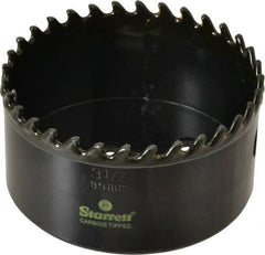 Starrett - 3-1/2" Diam, 1-5/8" Cutting Depth, Hole Saw - Carbide-Tipped Saw, Toothed Edge - Exact Tooling