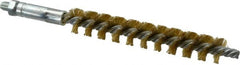 Schaefer Brush - 4" Brush Length, 5/8" Diam, Double Stem, Single Spiral Tube Brush - 6-1/4" Long, Brass, 1/4-28 Male Connection - Exact Tooling