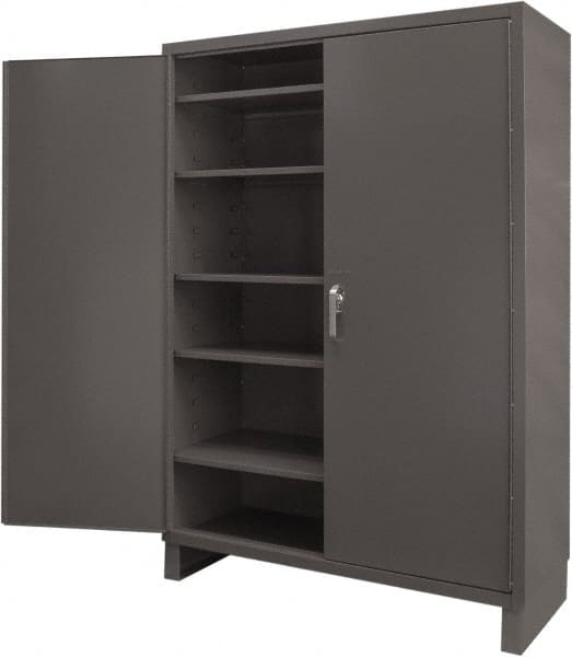 Durham - 5 Shelf Locking Storage Cabinet - Steel, 60" Wide x 24" Deep x 84" High, Gray - Exact Tooling