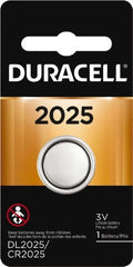 Duracell - Size 2025, Lithium, 1 Pack, Button & Coin Cell Battery - 3 Volts, Flat Terminal, CR2025 - Exact Tooling