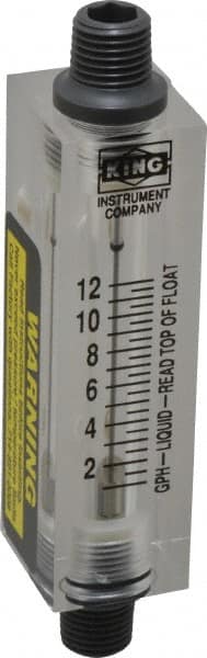 King - 1/4" FNPT Port Block Style, Inline Flowmeter - 100 Max psi, 12 GPH, Acrylic - Exact Tooling