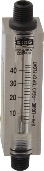 King - 1/4" FNPT Port Block Style, Inline Flowmeter - 100 Max psi, 44 GPH, Acrylic - Exact Tooling
