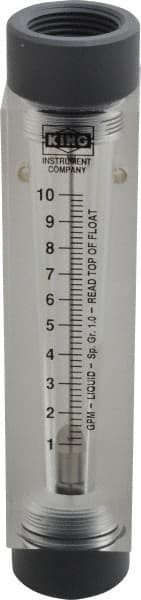 King - 1" FNPT Port Block Style, Inline Flowmeter - 100 Max psi, 10 GPM, Acrylic - Exact Tooling