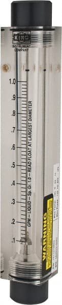 King - 1/2" FNPT Port Block Style, Inline Flowmeter - 100 Max psi, 1 GPM, Acrylic - Exact Tooling