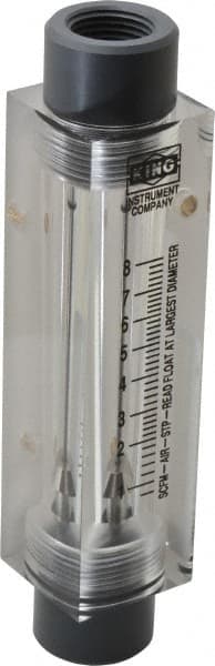King - 1/2" FNPT Port Block Style, Inline Flowmeter - 125 Max psi, 8.2 SCFM, Acrylic - Exact Tooling