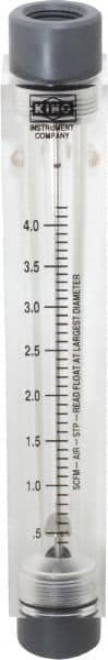 King - 1/2" FNPT Port Block Style, Inline Flowmeter - 125 Max psi, 4.2 SCFM, Acrylic - Exact Tooling