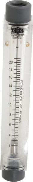 King - 1/2" FNPT Port Block Style, Inline Flowmeter - 125 Max psi, 2 GPM, 21 SCFM, Acrylic - Exact Tooling