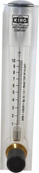 King - 1" M Port Block Style Panel Mount Flowmeter - 100 Max psi, 10 GPM, Acrylic - Exact Tooling