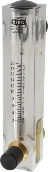 King - 1" M Port Block Style Panel Mount Flowmeter - 100 Max psi, 20 GPM, Acrylic - Exact Tooling