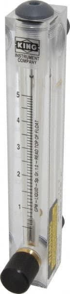 King - 1/2" M Port Block Style Panel Mount Flowmeter - 100 Max psi, 5 GPM, Acrylic - Exact Tooling
