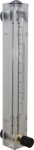King - 1/2" F Port Block Style Panel Mount Flowmeter - 100 Max psi, 2 GPM, Acrylic - Exact Tooling