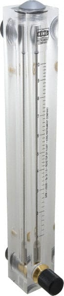 King - 1/2" F Port Block Style Panel Mount Flowmeter - 100 Max psi, 10 GPM, Acrylic - Exact Tooling