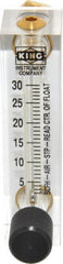 King - 1/4" F Port Block Style, Panel Mount Flowmeter - 125 Max psi, 30 SCFH, Acrylic - Exact Tooling