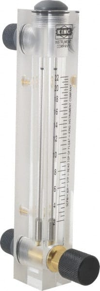 King - 1/2" M Port Block Style, Panel Mount Flowmeter - 125 Max psi, 22 SCFM, Acrylic - Exact Tooling