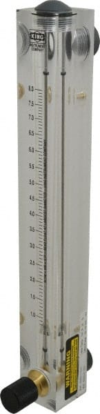 King - 1/2" F Port Block Style, Panel Mount Flowmeter - 125 Max psi, 8 SCFM, Acrylic - Exact Tooling