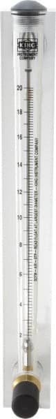 King - 1/2" F Port Block Style, Panel Mount Flowmeter - 125 Max psi, 20 SCFM, Acrylic - Exact Tooling