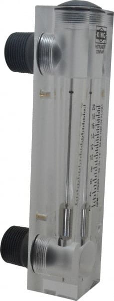 King - 1" M Port Block Style Panel Mount Flowmeter - 100 Max psi, 20 GPM, Acrylic - Exact Tooling