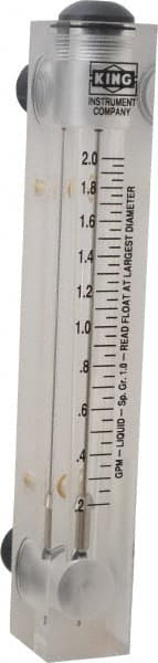 King - 1/2" M Port Block Style Panel Mount Flowmeter - 100 Max psi, 2 GPM, Acrylic - Exact Tooling
