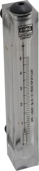 King - 1/2" M Port Block Style Panel Mount Flowmeter - 100 Max psi, 5 GPM, Acrylic - Exact Tooling