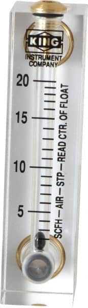 King - 1/4" FNPT Port Block Style, Panel Mount Flowmeter - 125 Max psi, 20 SCFH, Acrylic - Exact Tooling