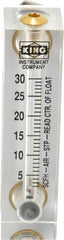 King - 1/4" FNPT Port Block Style, Panel Mount Flowmeter - 125 Max psi, 30 SCFH, Acrylic - Exact Tooling