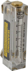 King - 1/4" FNPT Port Block Style, Panel Mount Flowmeter - 125 Max psi, 4 SCFM, Acrylic - Exact Tooling