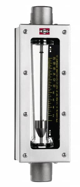 King - 2" FNPT Port Glass Tube/Stainless Case Flowmeter - 125 Max psi, 61 GPM, 250 SCFM, 304 Stainless Steel - Exact Tooling