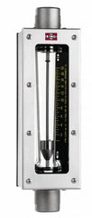 King - 1" FNPT Port Glass Tube/Stainless Case Flowmeter - 200 Max psi, 5 GPM, 21.5 SCFM, 304 Stainless Steel - Exact Tooling