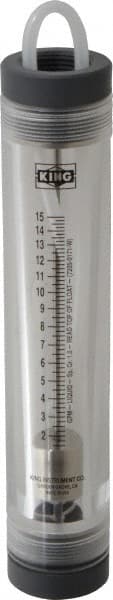King - 1" FNPT Port Tube Flowmeter - 125 Max psi, 15 GPM, Acrylic - Exact Tooling
