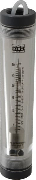 King - 1" FNPT Port Tube Flowmeter - 125 Max psi, 30.5 GPM, Acrylic - Exact Tooling