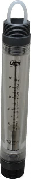 King - 1-1/2" MNPT Port Tube Flowmeter - 125 Max psi, 50 GPM, Acrylic - Exact Tooling