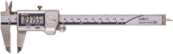 Mitutoyo - 0 to 150mm Range, 0.01mm Resolution, IP67 Electronic Caliper - Stainless Steel with 40mm Stainless Steel Jaws, 0.001" Accuracy - Exact Tooling