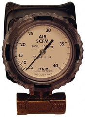 Made in USA - 1/2" NPT Port RCM Industries Flo-Gage Flowmeter - 180 Max psi, Bronze - Exact Tooling