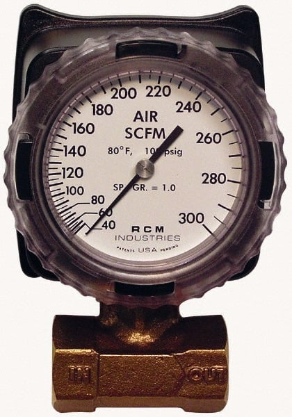 Made in USA - 1" NPT Port RCM Industries Flo-Gage Flowmeter - 180 Max psi, Bronze - Exact Tooling