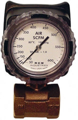 Made in USA - 1-1/2" NPT Port RCM Industries Flo-Gage Flowmeter - 180 Max psi, Bronze - Exact Tooling