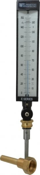 WGTC - 160°F, Industrial Thermometer with Standard Thermowell - 3-1/2 Inch Stem Length, 1-1/4 to 18 Inch Thread - Exact Tooling