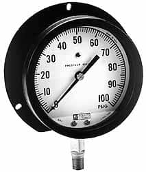 Made in USA - 3-1/2" Dial, 1/4 Thread, 30-0-300 Scale Range, Pressure Gauge - Lower Connection Mount, Accurate to 1% of Scale - Exact Tooling