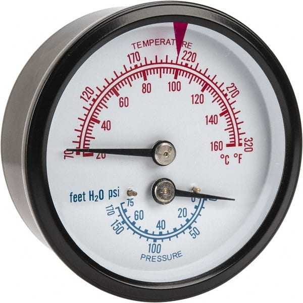 ENFM - 2-1/2" Dial, 1/4 Thread, Pressure Gauge - Center Back Connection Mount - Exact Tooling
