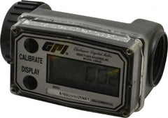 GPI - 1" Port Electronic Digital Flowmeter & Totalizer - 150 Max psi, 0.3 to 3 GPM, Nylon - Exact Tooling